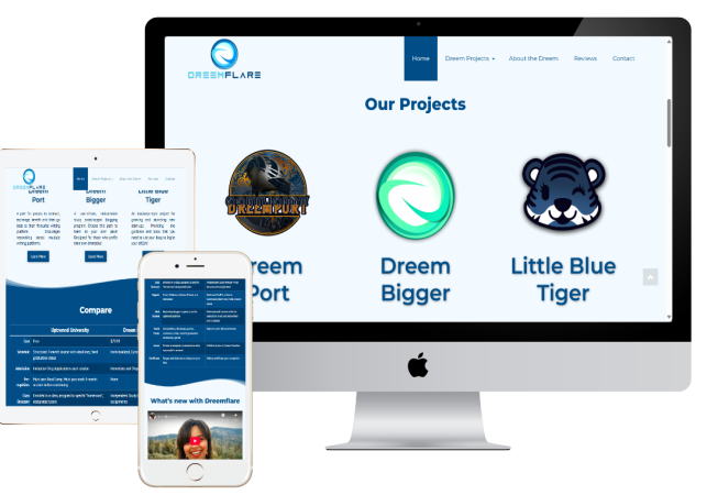Dreemflare Website layout mockup black