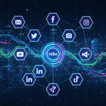 N8n Automation Cover image, Abstract connections to socials media.